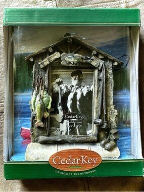 Cedar Key Picture Frame Fishing Cabin 4x6 or 3.5x5 Resin Tabletop/Hanging